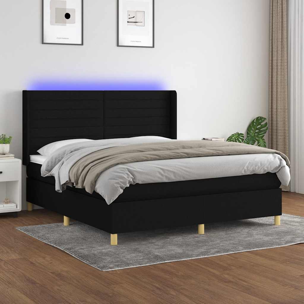vidaXL Boxspring met matras en LED stof lichtgrijs 100x200 cm