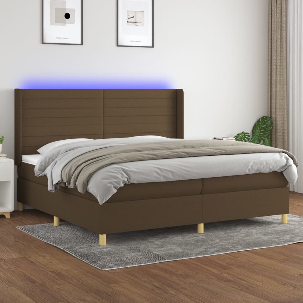 vidaXL Boxspring met matras en LED stof lichtgrijs 100x200 cm