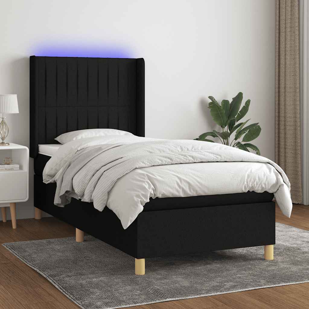 vidaXL Boxspring met matras en LED stof lichtgrijs 100x200 cm