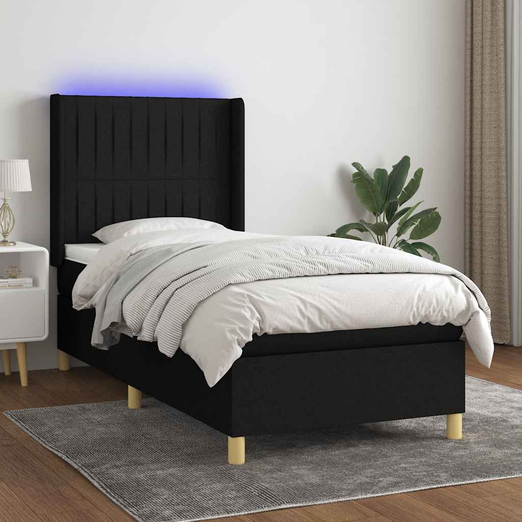 vidaXL Boxspring met matras en LED stof lichtgrijs 100x200 cm