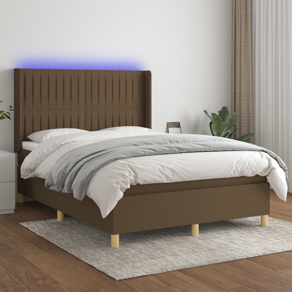 vidaXL Boxspring met matras en LED stof lichtgrijs 100x200 cm
