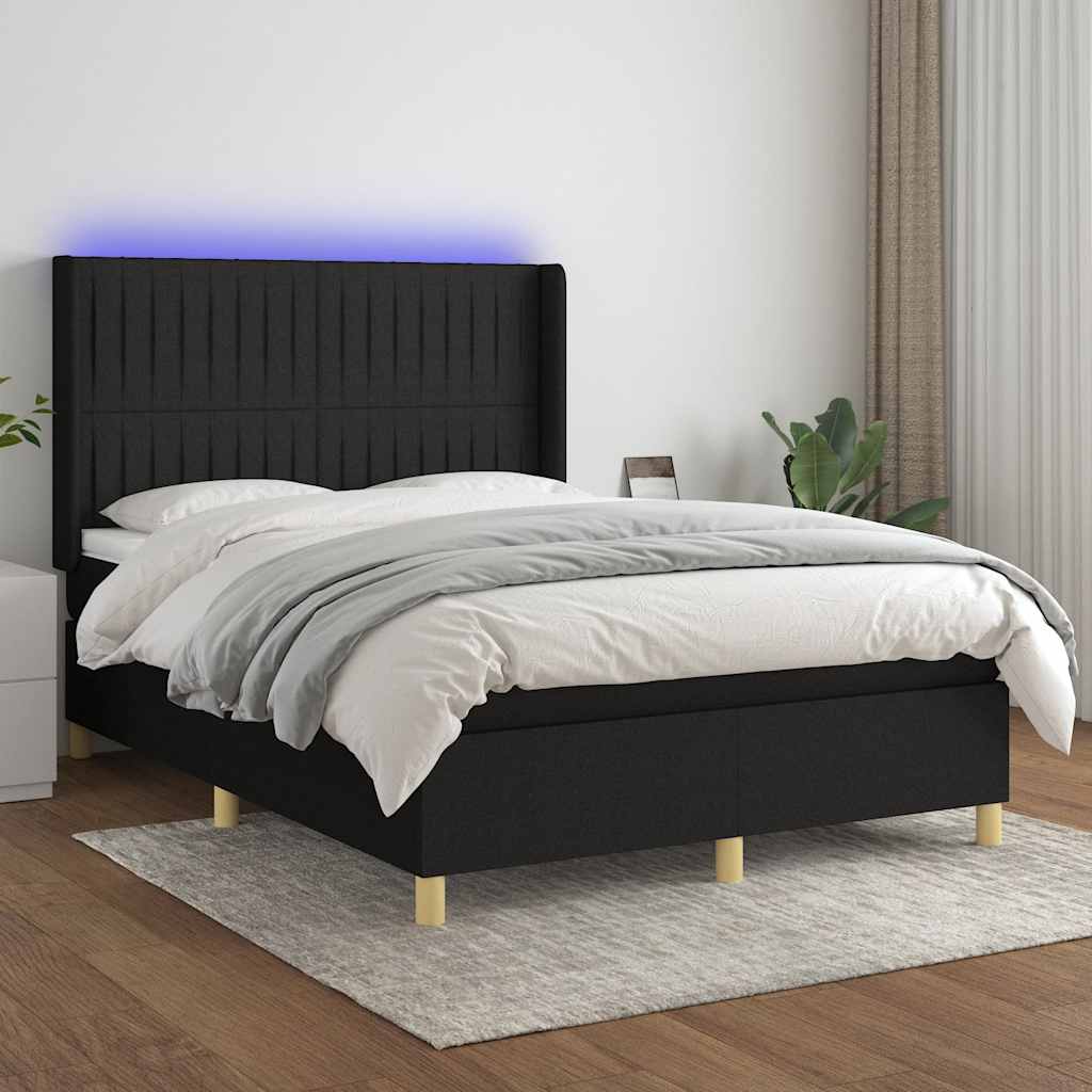 vidaXL Boxspring met matras en LED stof lichtgrijs 100x200 cm