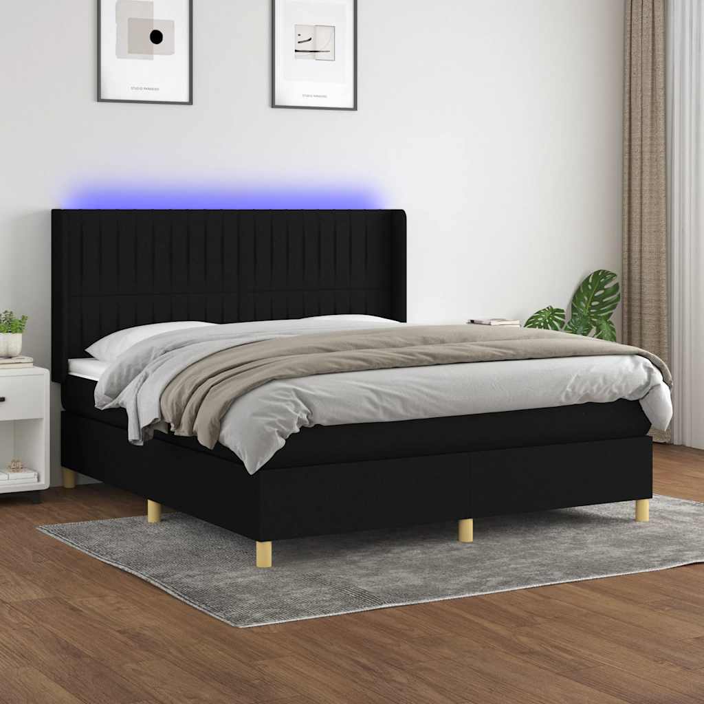vidaXL Boxspring met matras en LED stof lichtgrijs 100x200 cm