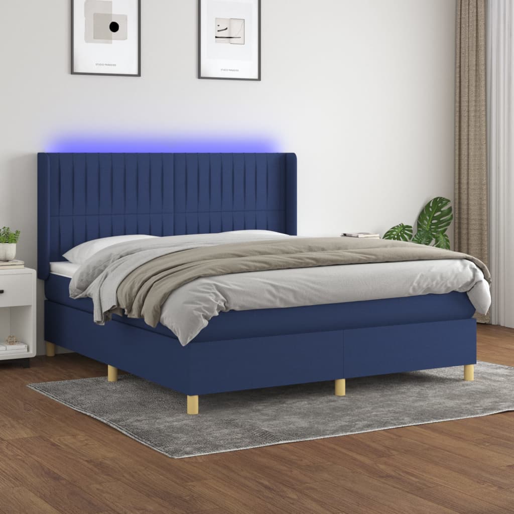 vidaXL Boxspring met matras en LED stof lichtgrijs 100x200 cm