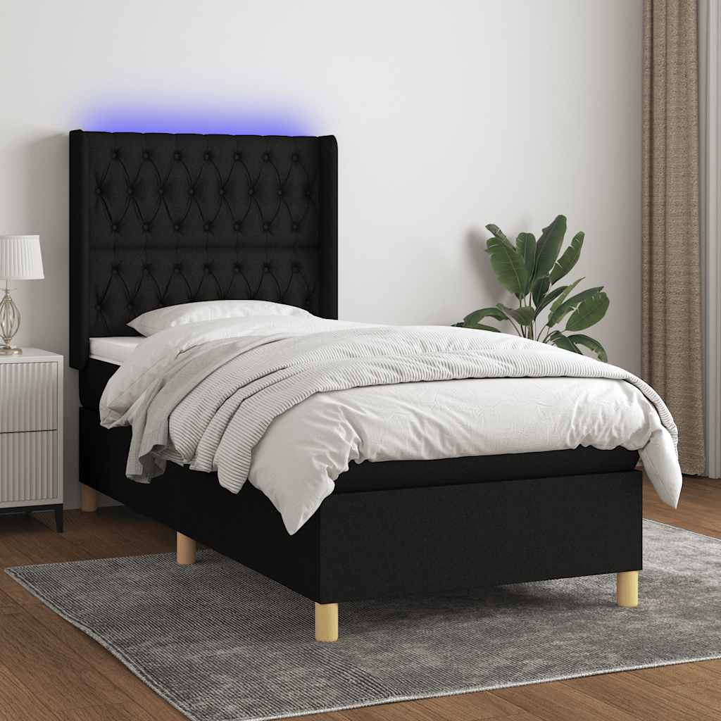 vidaXL Boxspring met matras en LED stof lichtgrijs 100x200 cm