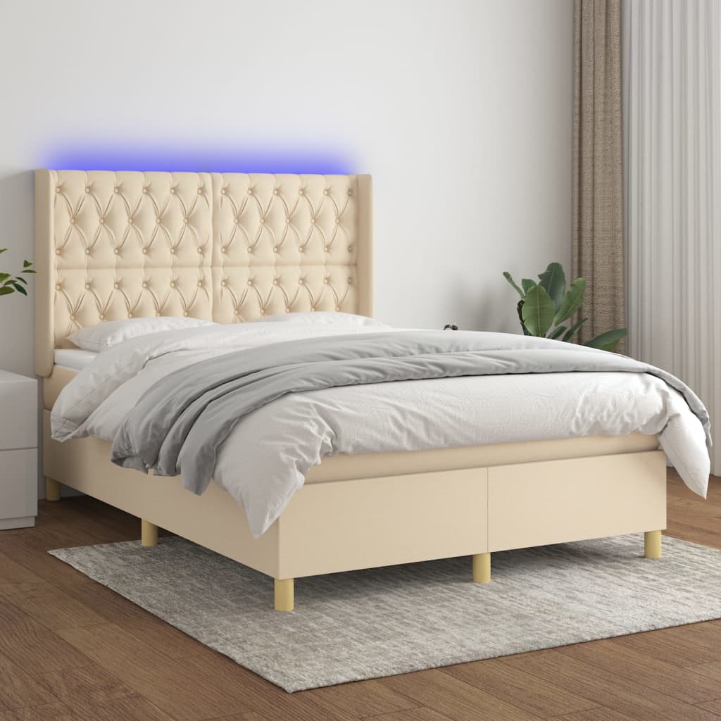 vidaXL Boxspring met matras en LED stof lichtgrijs 100x200 cm