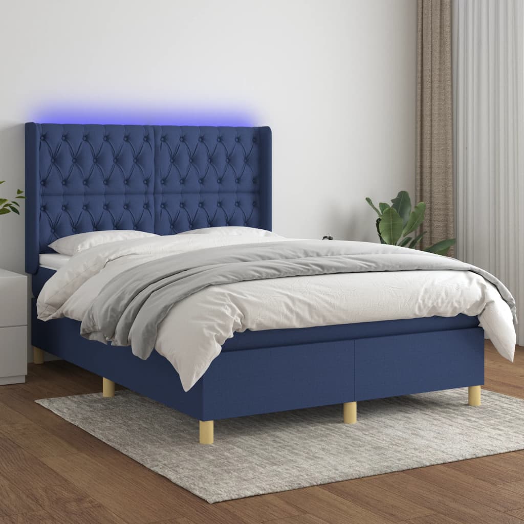 vidaXL Boxspring met matras en LED stof lichtgrijs 100x200 cm