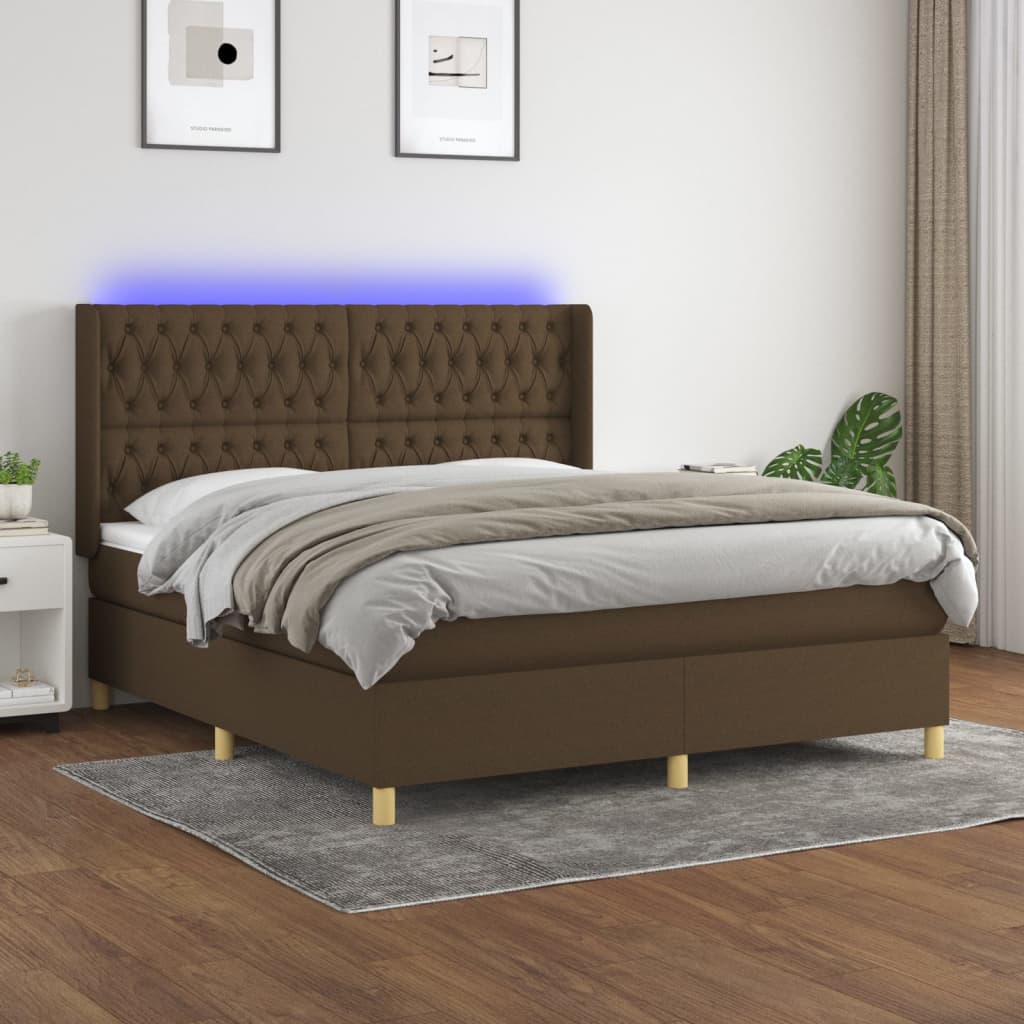 vidaXL Boxspring met matras en LED stof lichtgrijs 100x200 cm