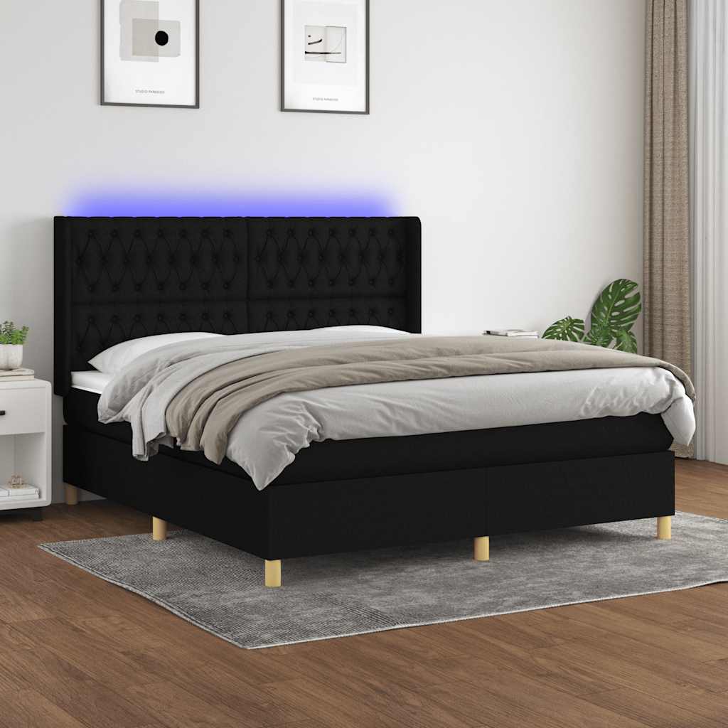 vidaXL Boxspring met matras en LED stof lichtgrijs 100x200 cm