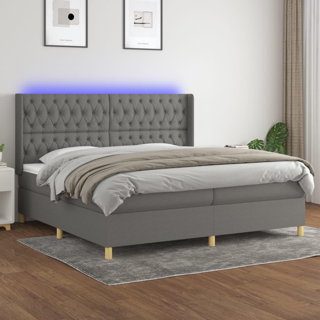 vidaXL Boxspring met matras en LED stof lichtgrijs 100x200 cm