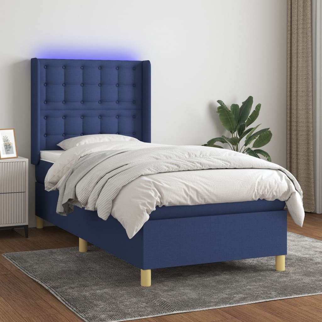 vidaXL Boxspring met matras en LED stof lichtgrijs 100x200 cm