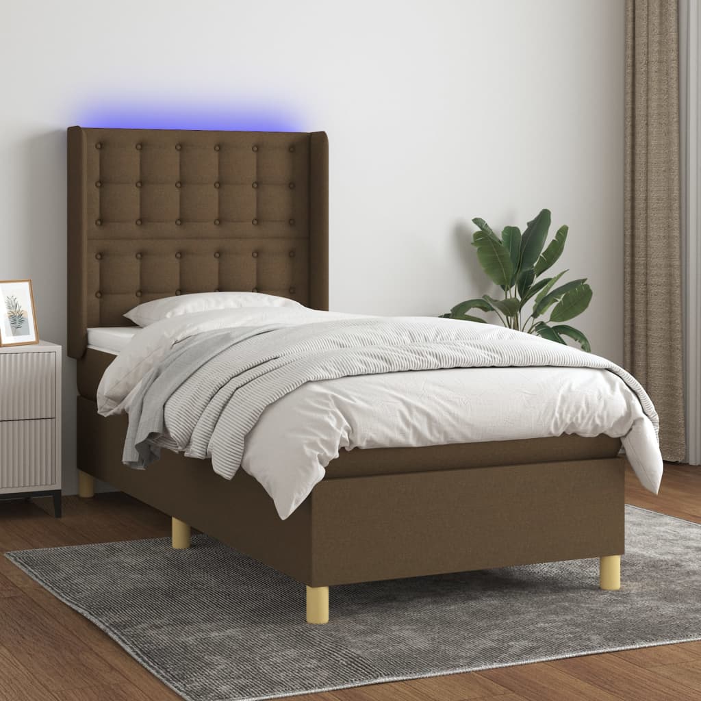 vidaXL Boxspring met matras en LED stof lichtgrijs 100x200 cm