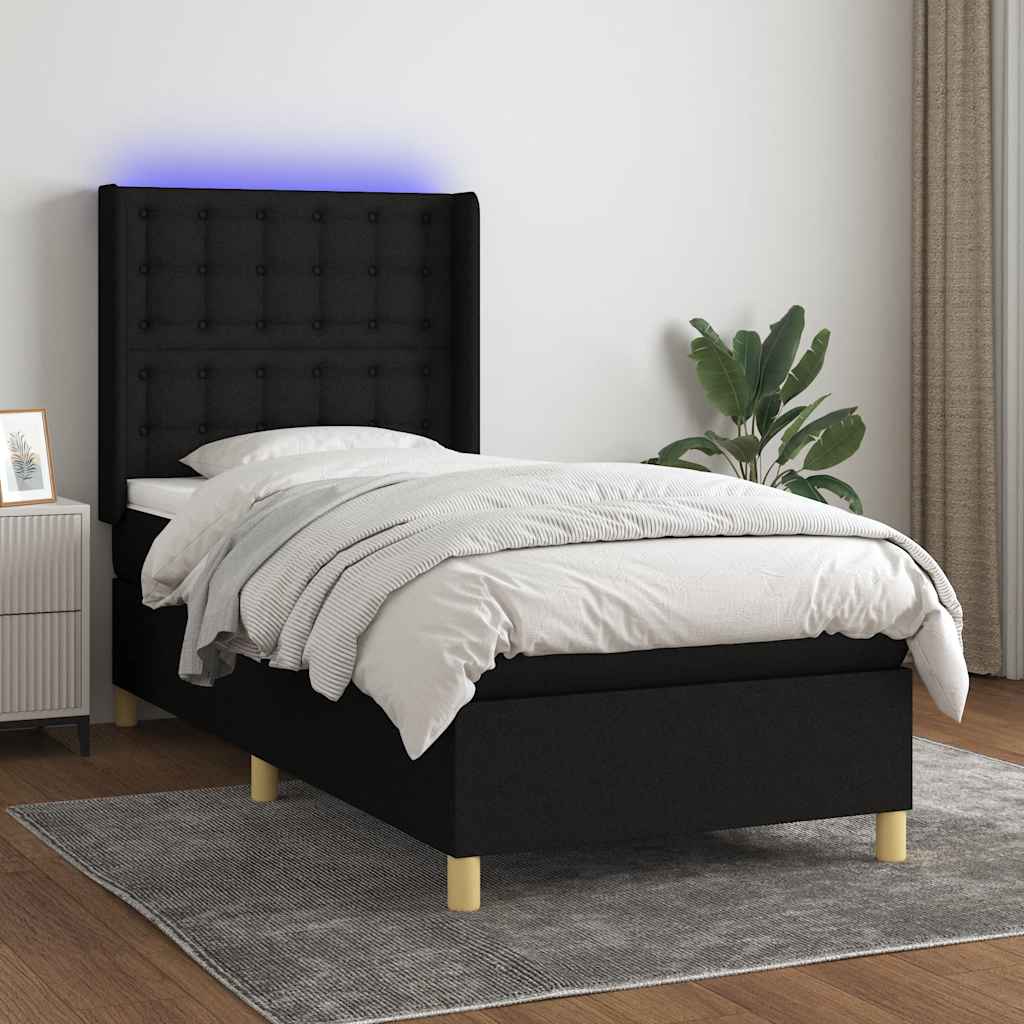 vidaXL Boxspring met matras en LED stof lichtgrijs 100x200 cm