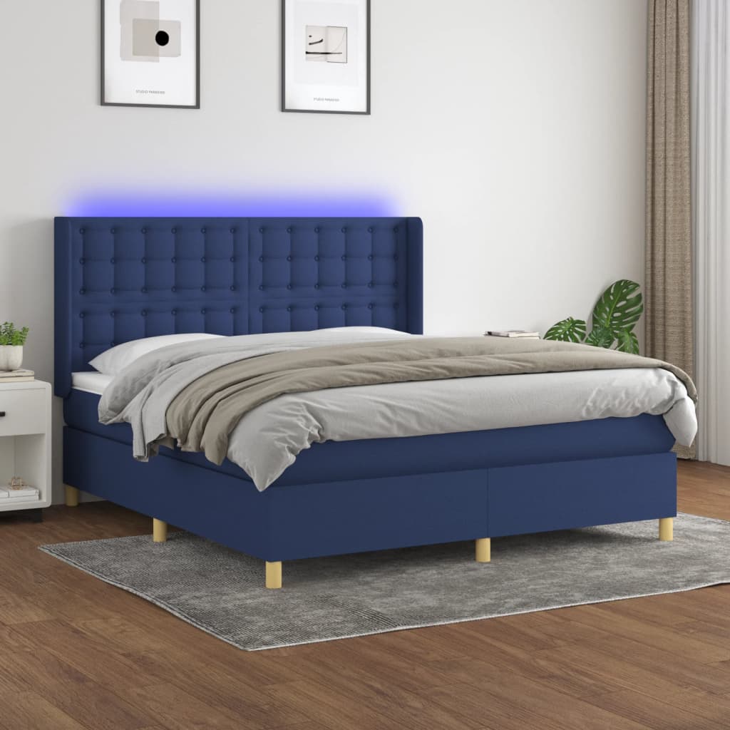 vidaXL Boxspring met matras en LED stof lichtgrijs 100x200 cm