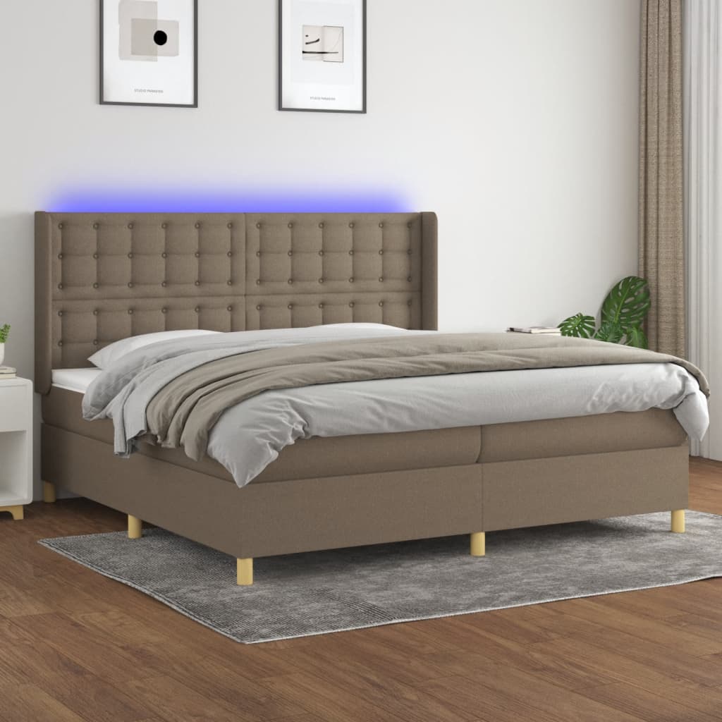 vidaXL Boxspring met matras en LED stof lichtgrijs 100x200 cm