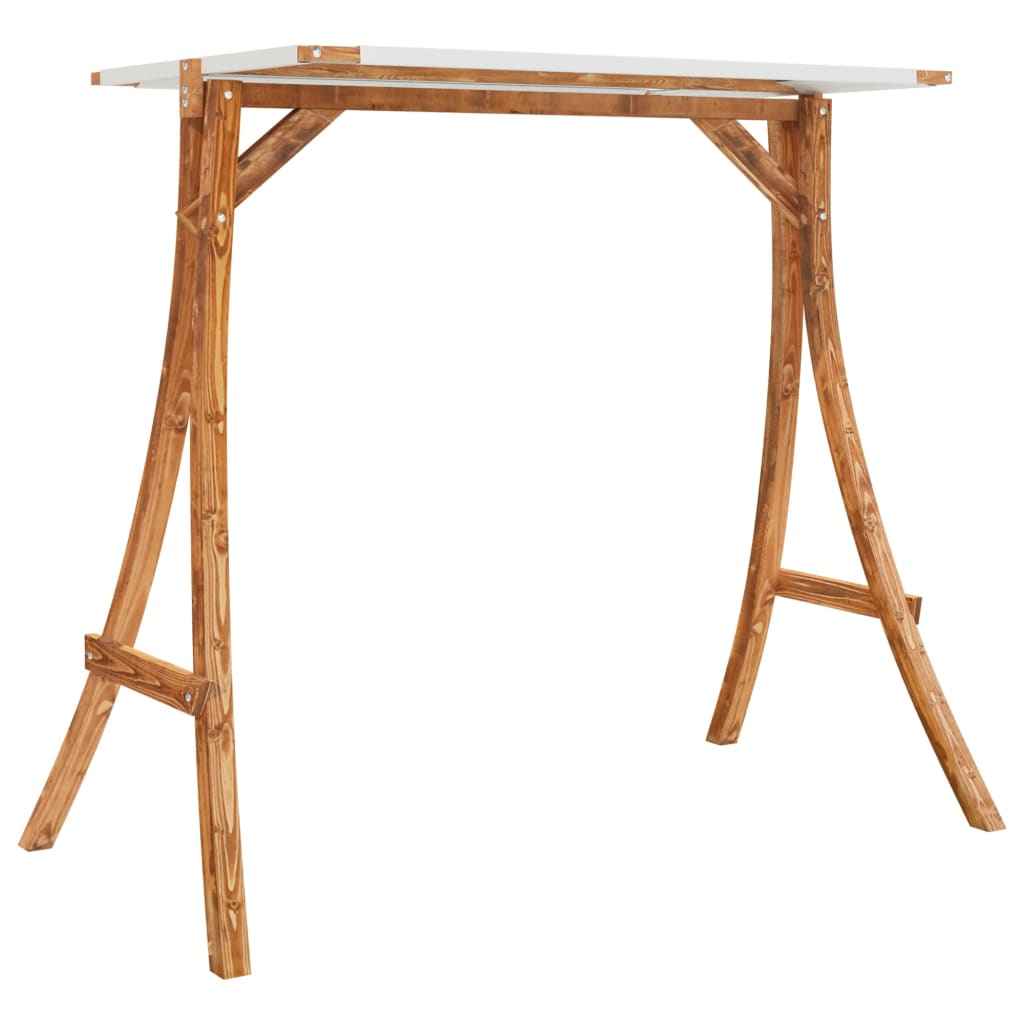 vidaXL Schommelframe met crèmekleur dak gebogen hout met teakafwerking