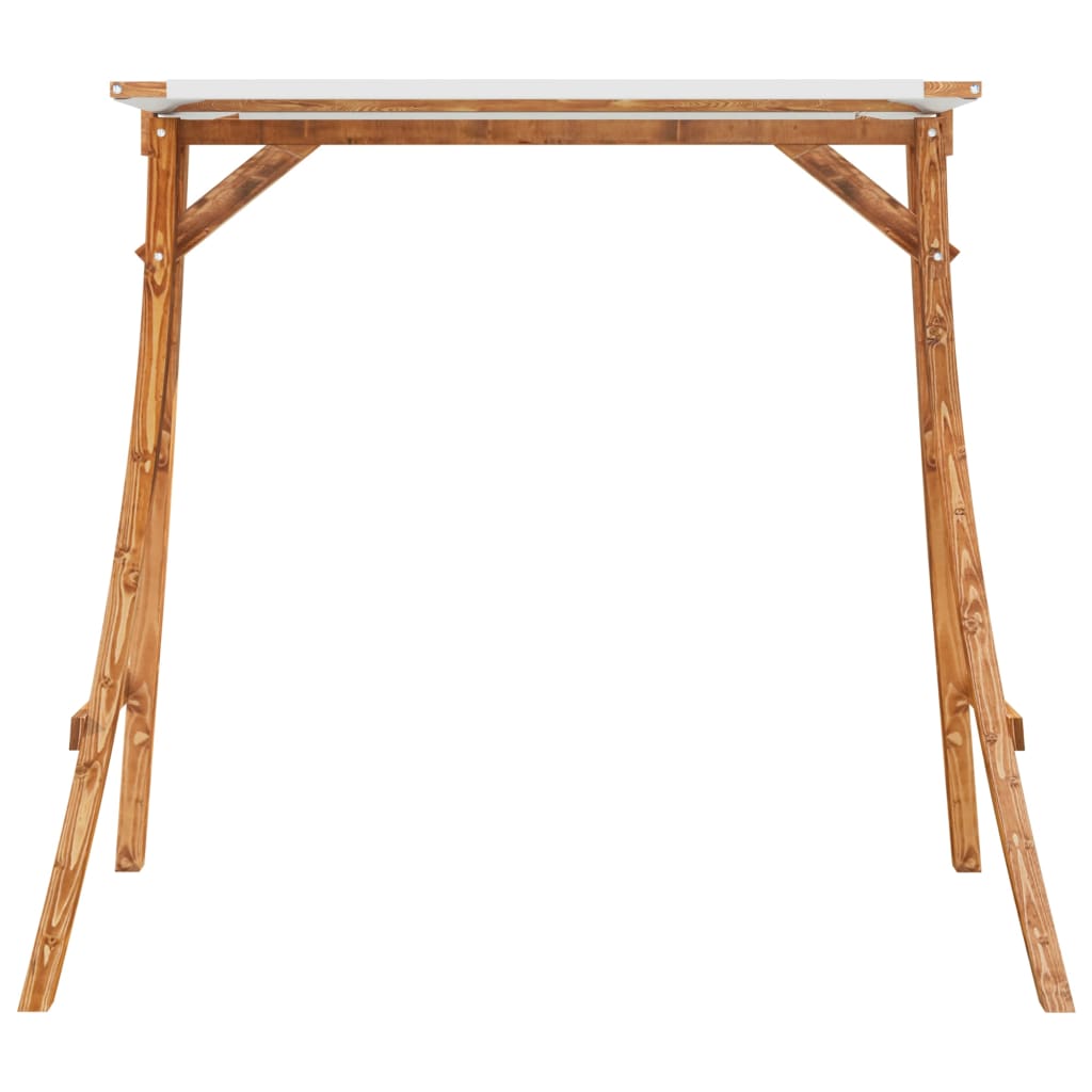 vidaXL Schommelframe met crèmekleur dak gebogen hout met teakafwerking