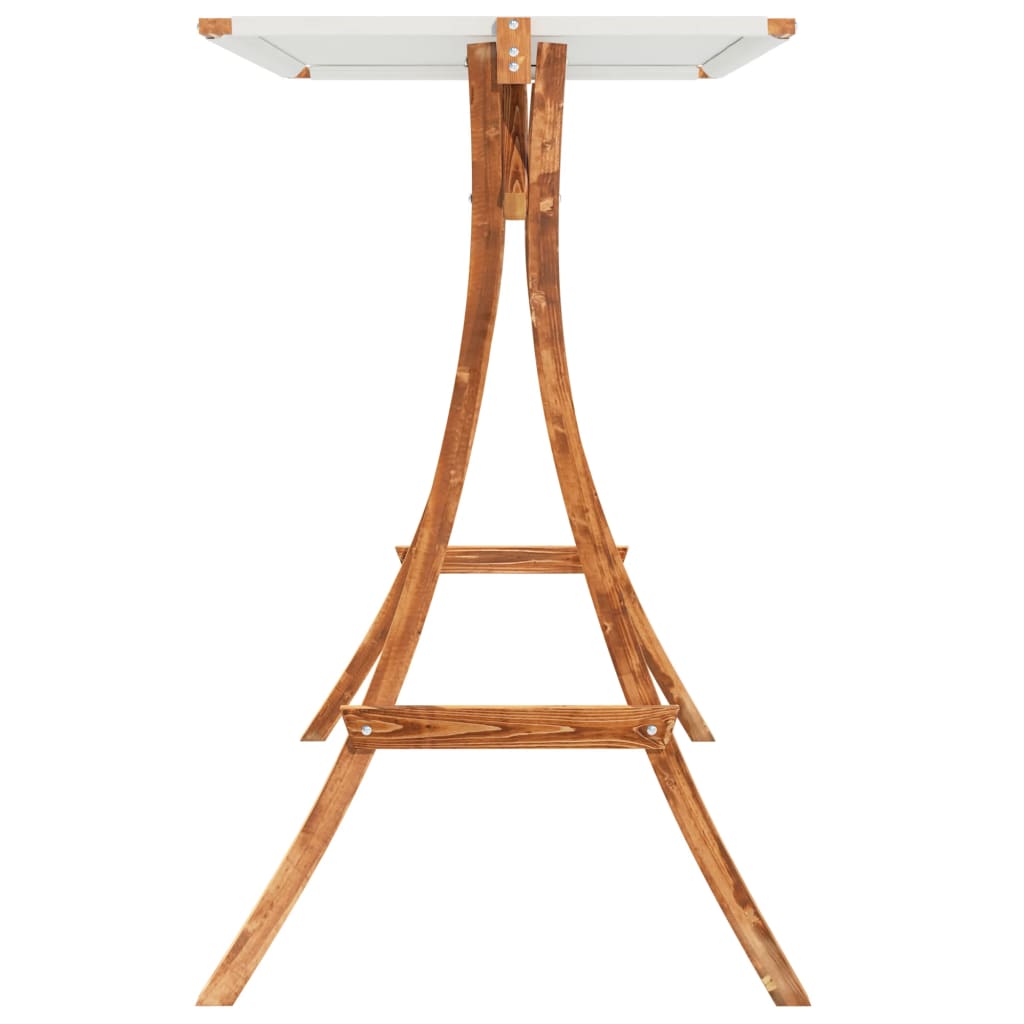 vidaXL Schommelframe met crèmekleur dak gebogen hout met teakafwerking