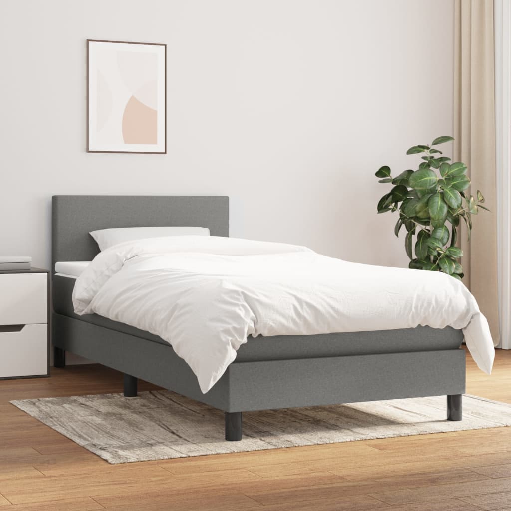 vidaXL Boxspring met matras stof lichtgrijs 200x200 cm