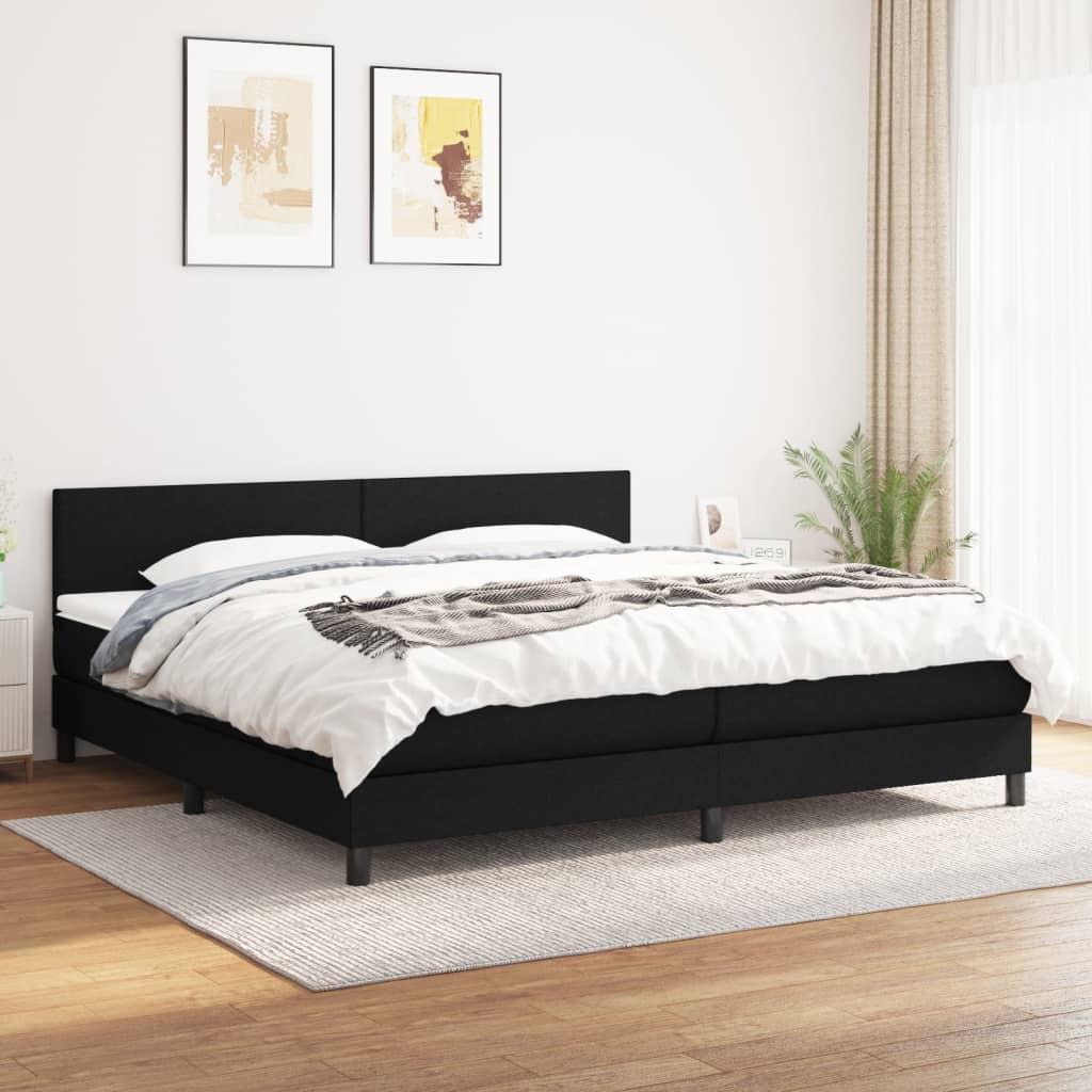 vidaXL Boxspring met matras stof lichtgrijs 200x200 cm