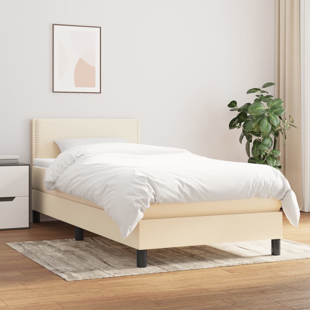 vidaXL Boxspring met matras stof lichtgrijs 200x200 cm