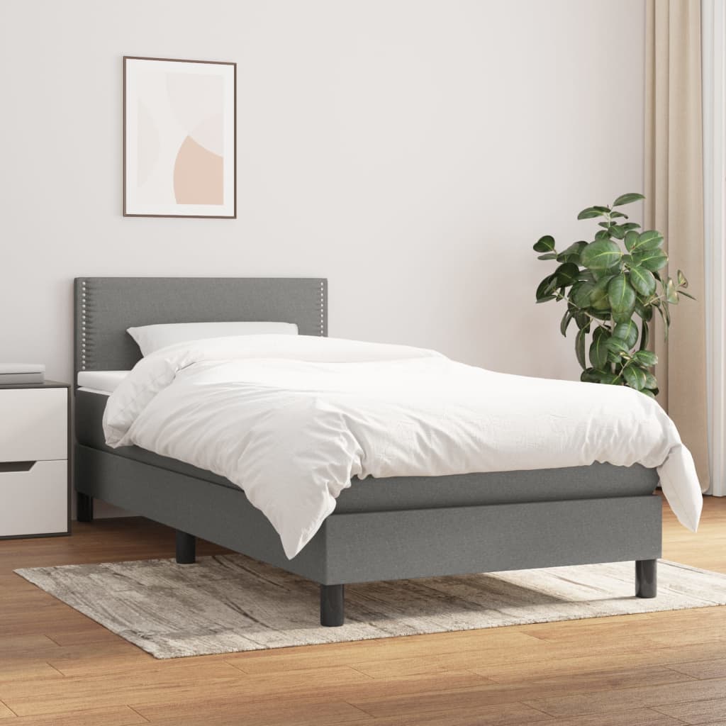 vidaXL Boxspring met matras stof lichtgrijs 200x200 cm