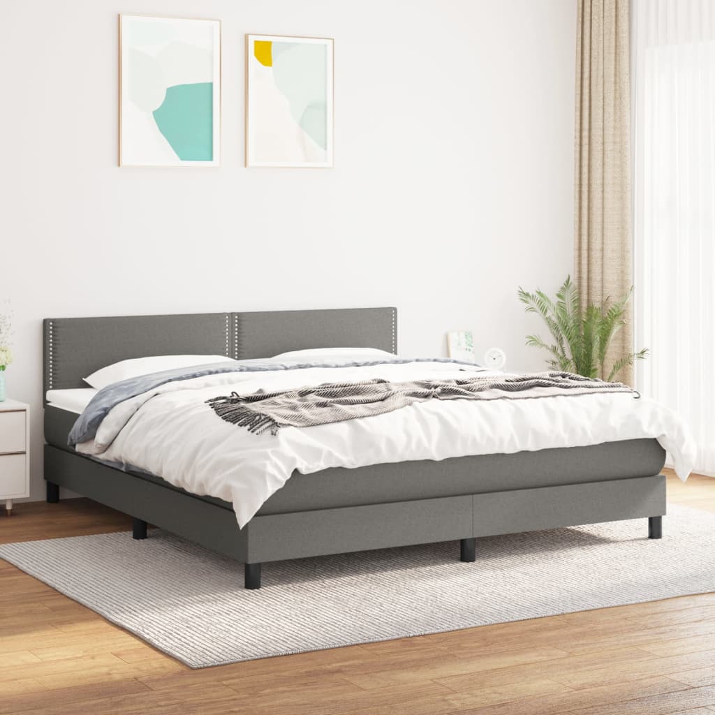 vidaXL Boxspring met matras stof lichtgrijs 200x200 cm