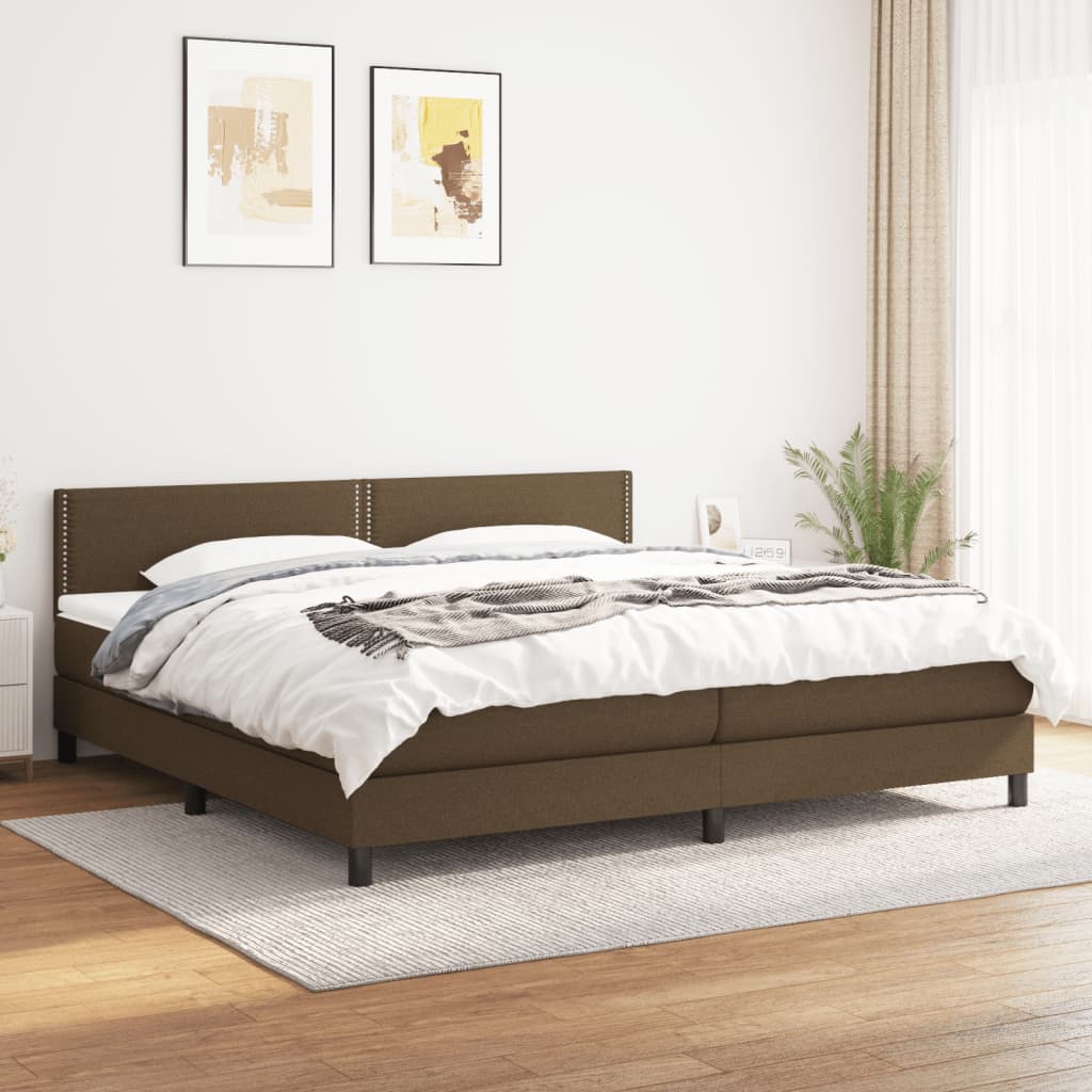 vidaXL Boxspring met matras stof lichtgrijs 200x200 cm