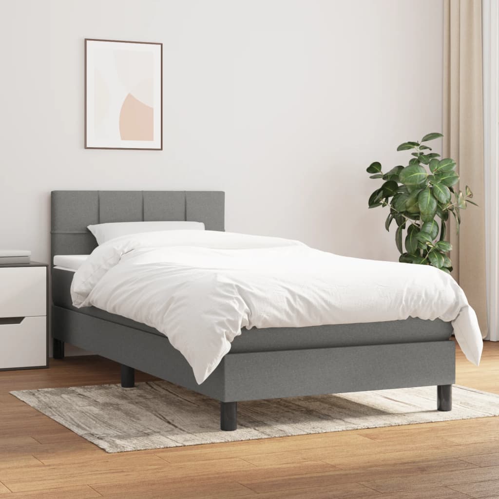 vidaXL Boxspring met matras stof lichtgrijs 200x200 cm