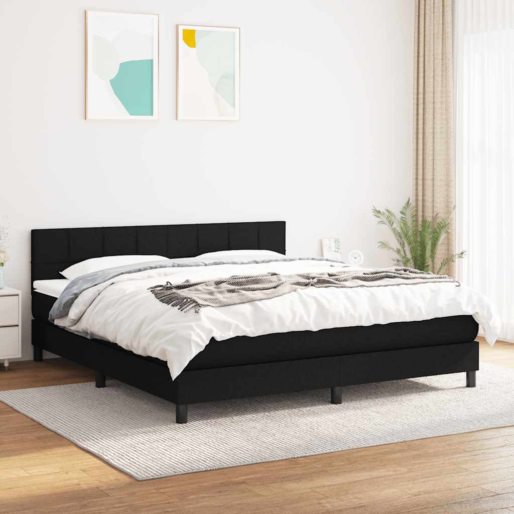 vidaXL Boxspring met matras stof lichtgrijs 200x200 cm