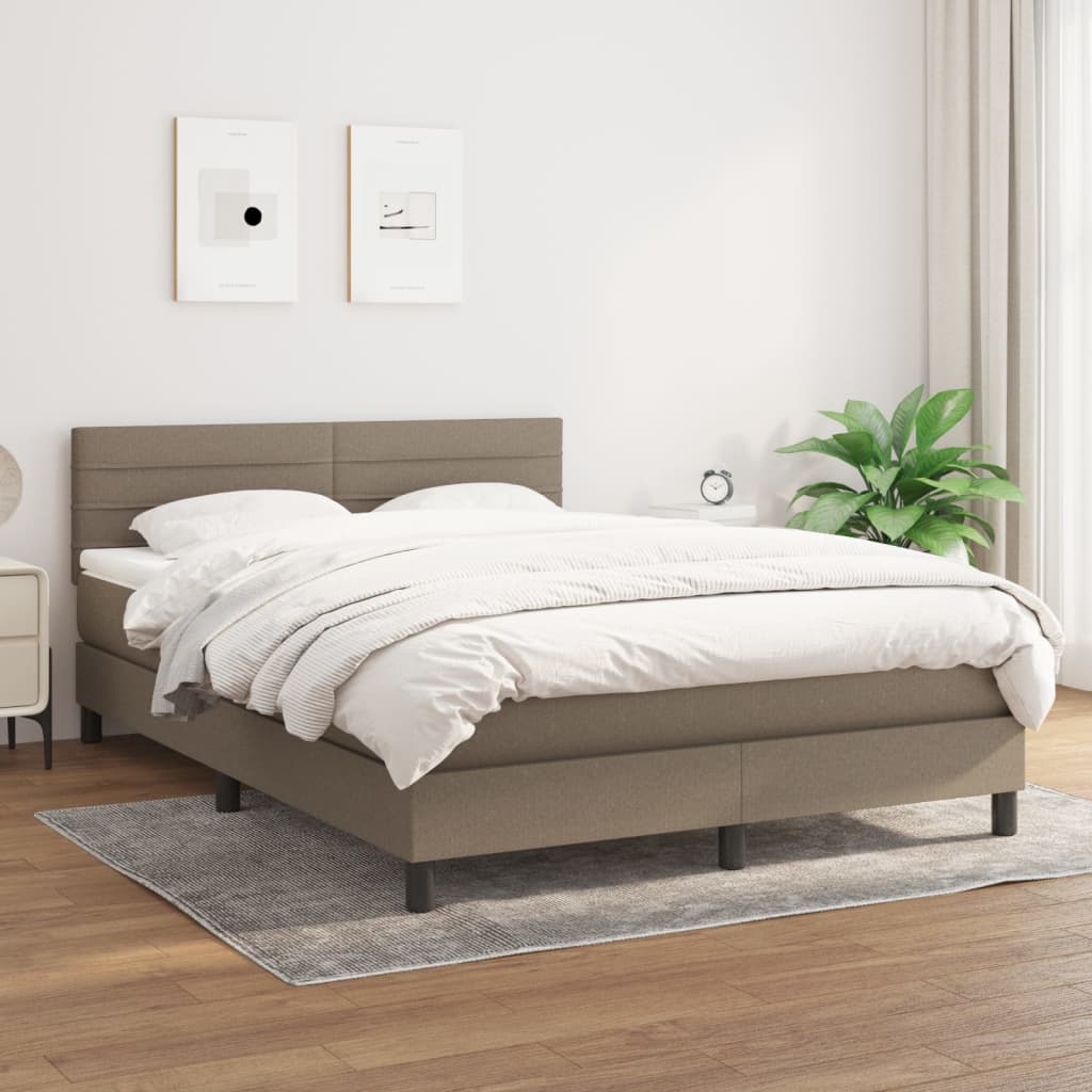 vidaXL Boxspring met matras stof lichtgrijs 200x200 cm