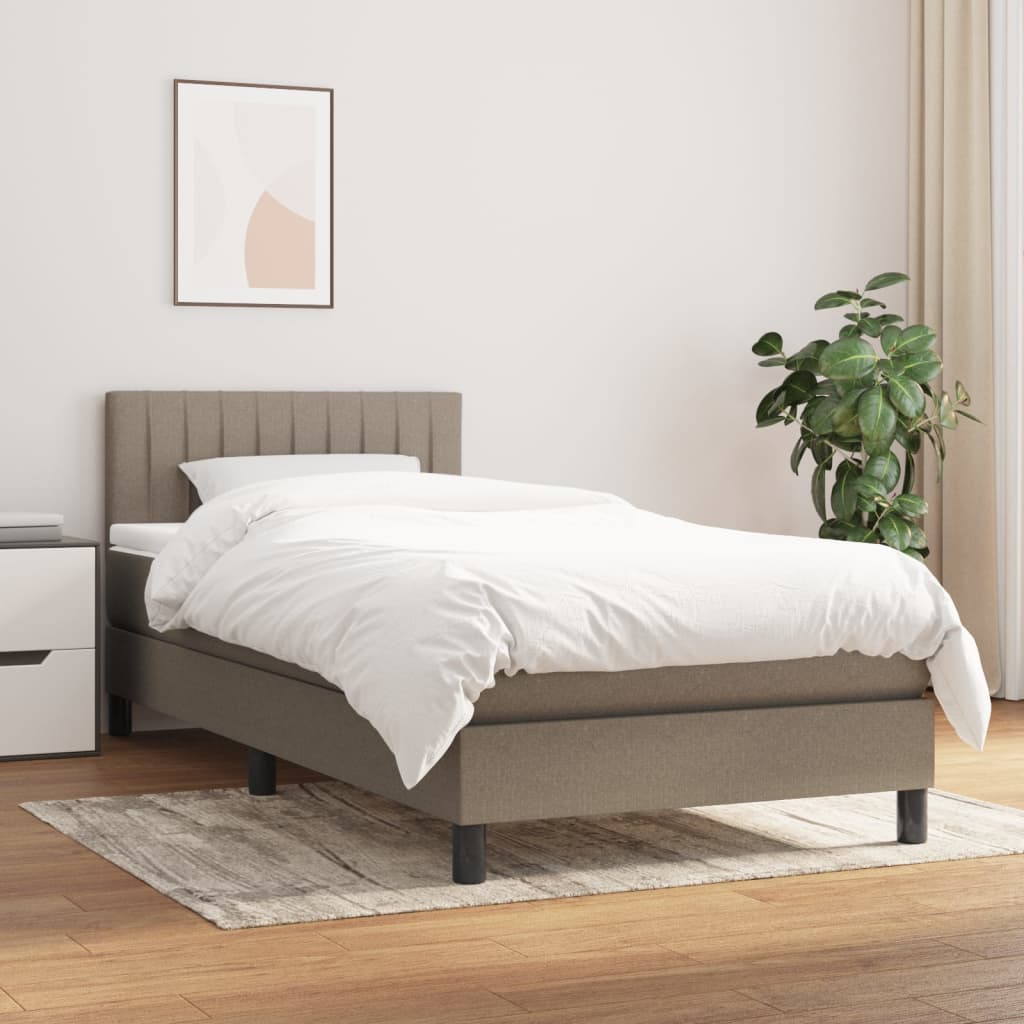 vidaXL Boxspring met matras stof lichtgrijs 200x200 cm