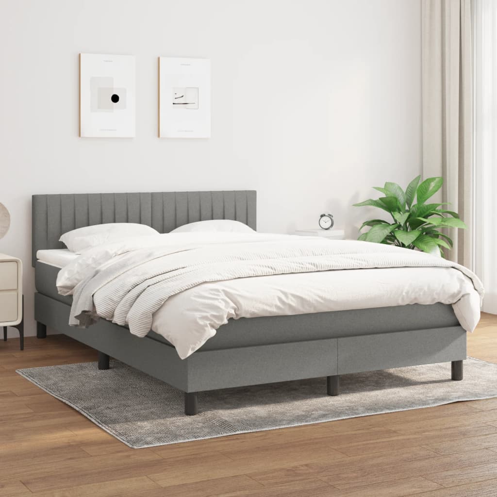 vidaXL Boxspring met matras stof lichtgrijs 200x200 cm