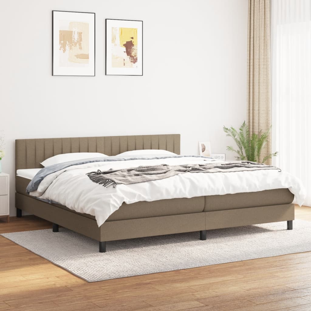 vidaXL Boxspring met matras stof lichtgrijs 200x200 cm