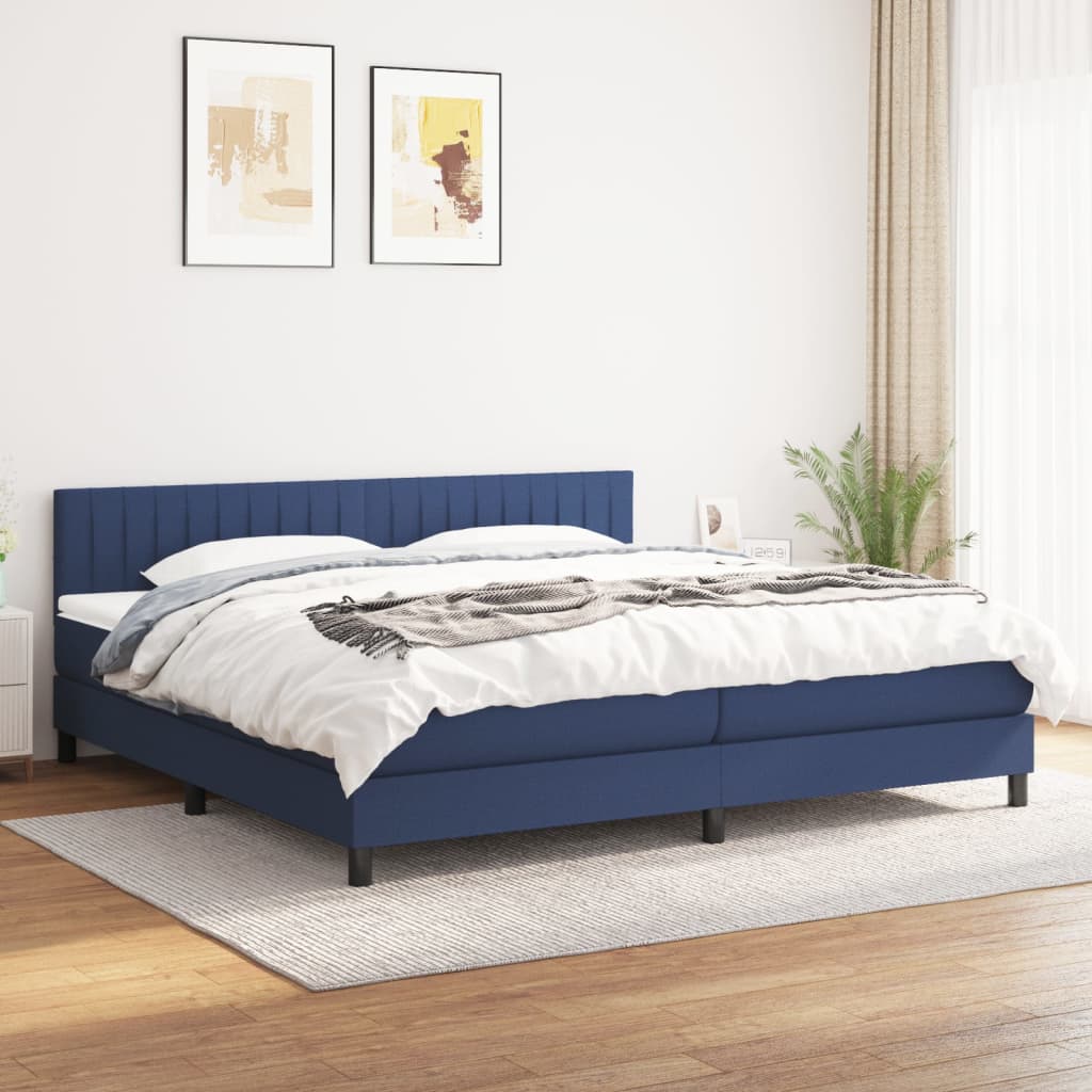 vidaXL Boxspring met matras stof lichtgrijs 200x200 cm