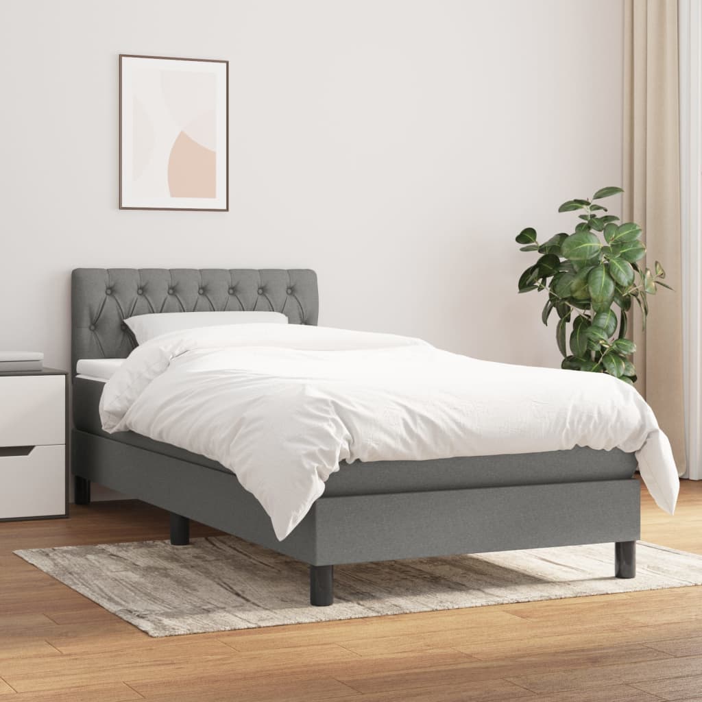 vidaXL Boxspring met matras stof lichtgrijs 200x200 cm