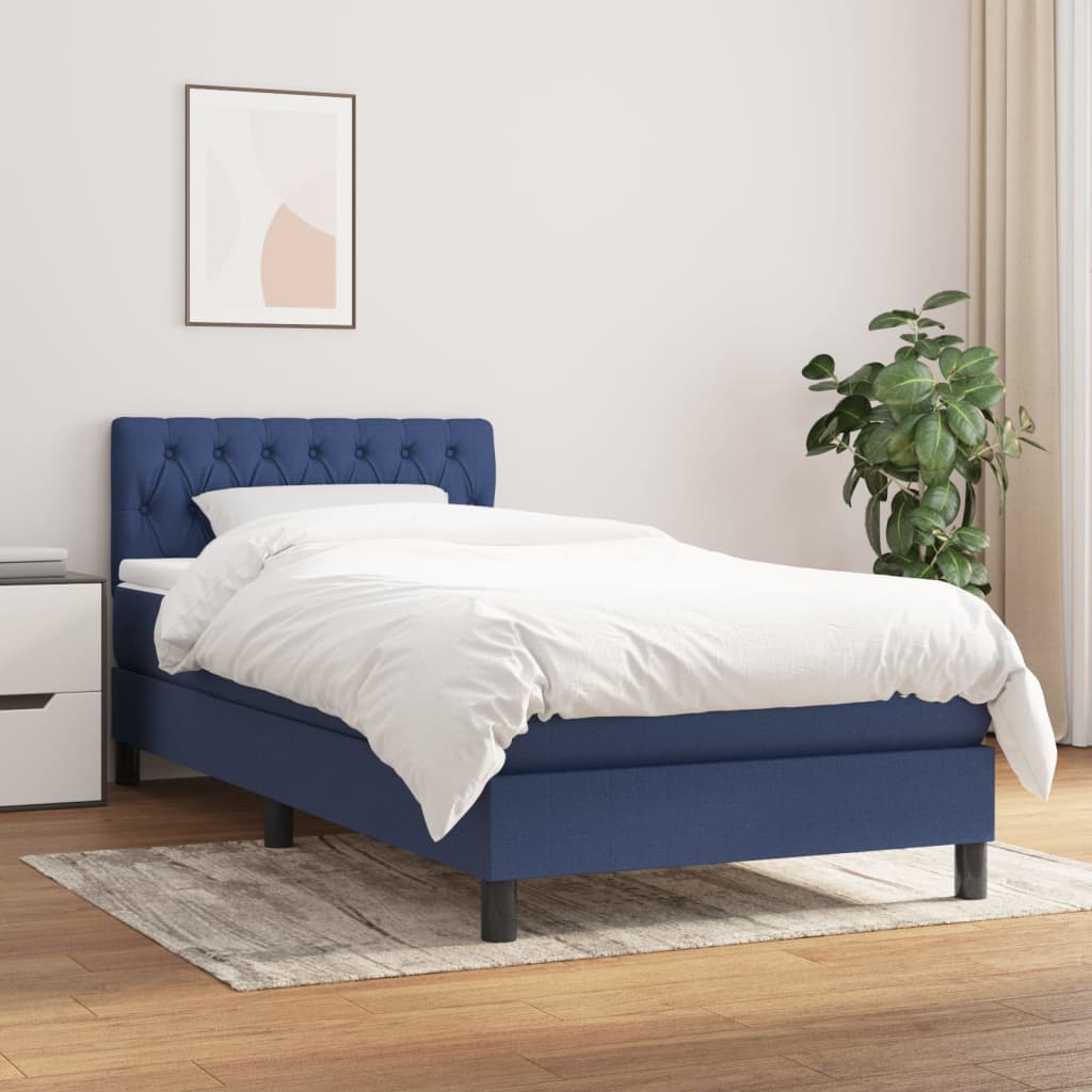 vidaXL Boxspring met matras stof lichtgrijs 200x200 cm