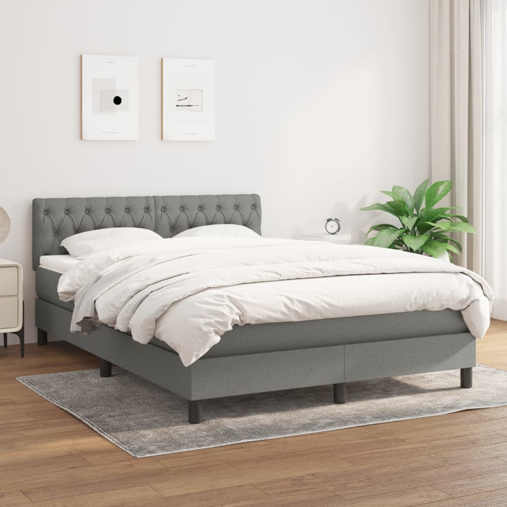 vidaXL Boxspring met matras stof lichtgrijs 200x200 cm