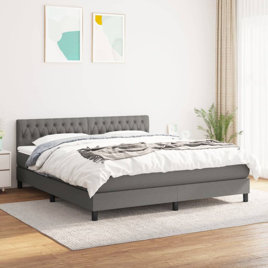 vidaXL Boxspring met matras stof lichtgrijs 200x200 cm