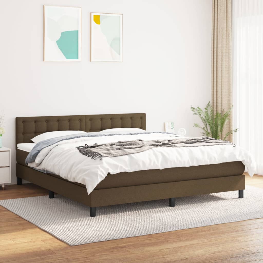 vidaXL Boxspring met matras stof lichtgrijs 200x200 cm