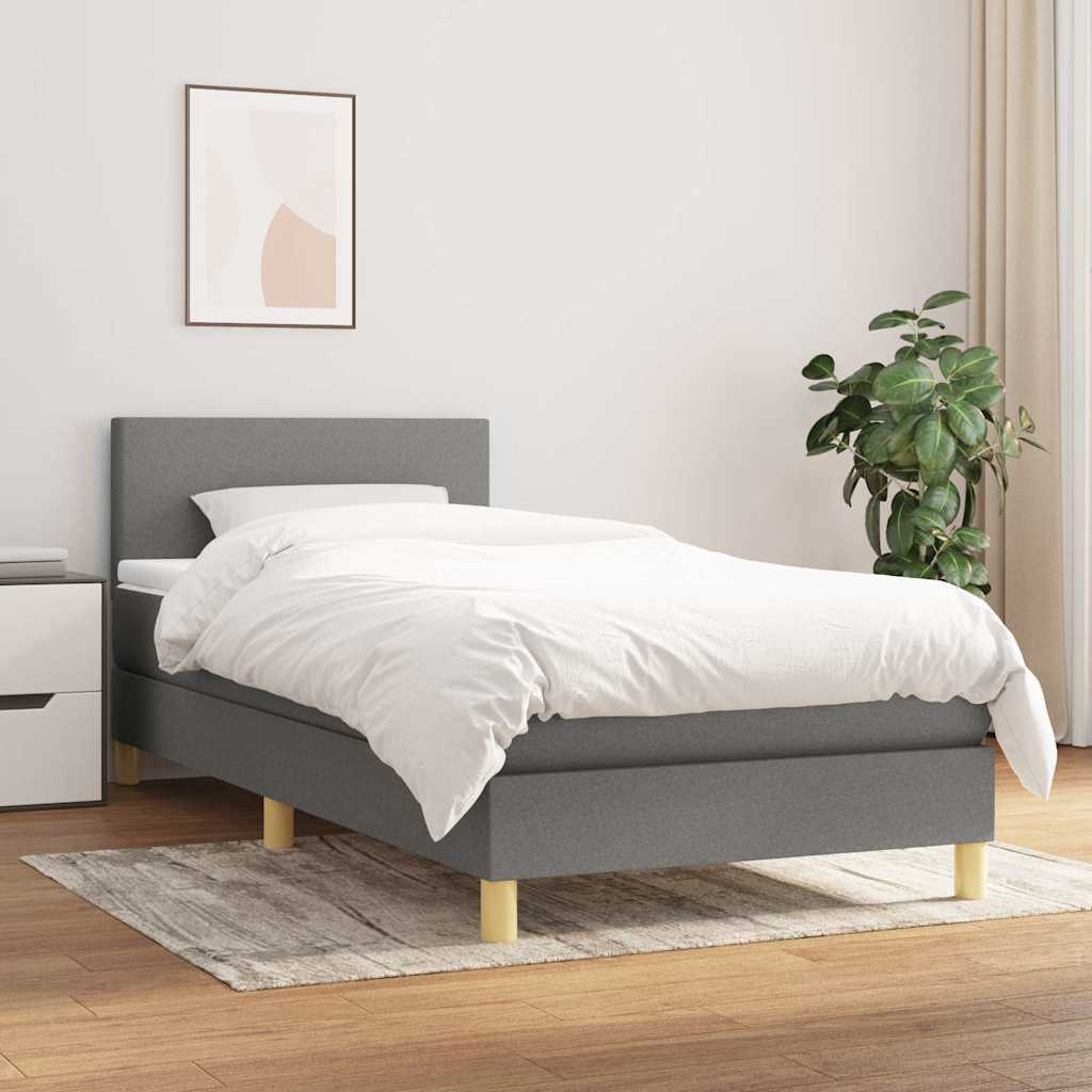 vidaXL Boxspring met matras stof donkerbruin 200x200 cm
