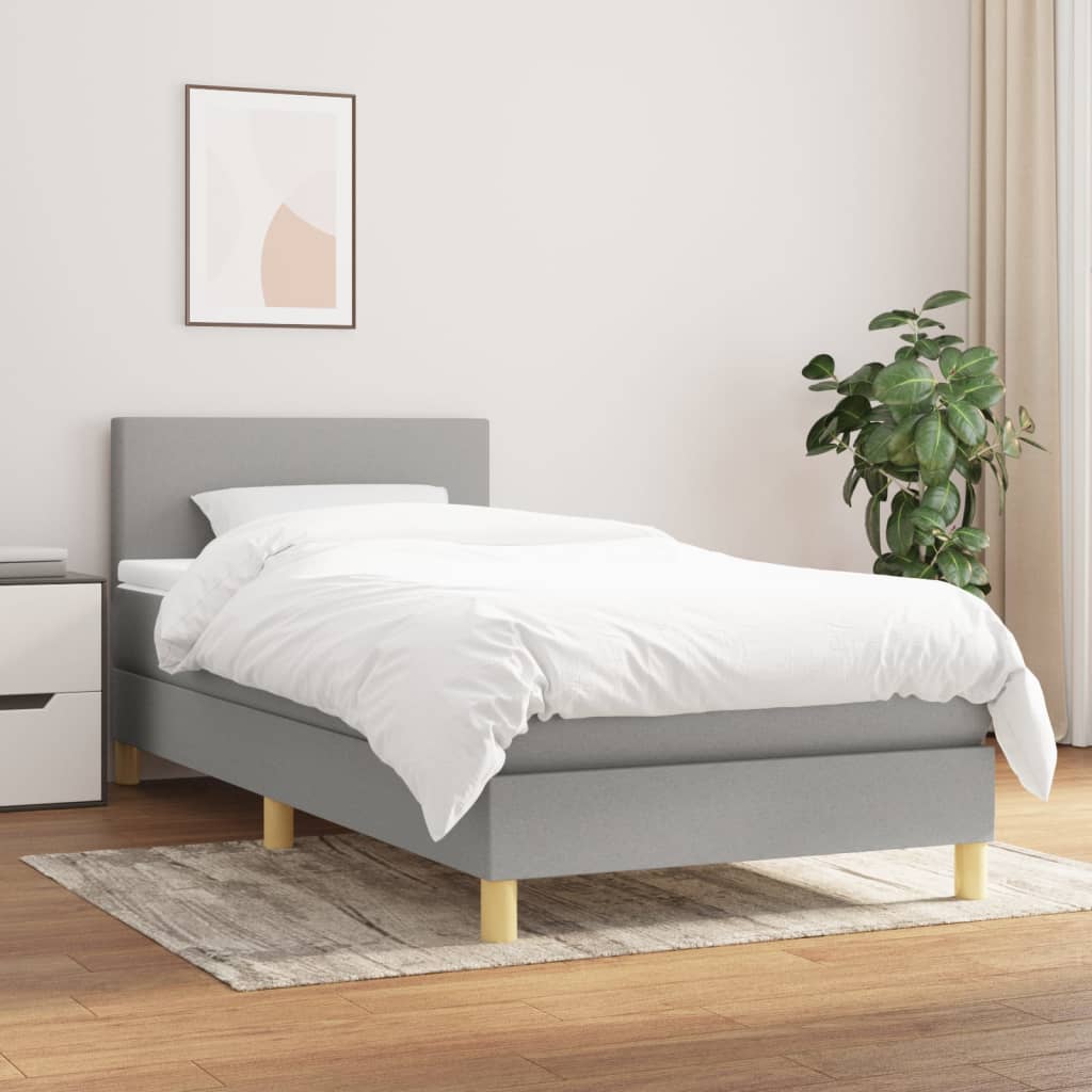vidaXL Boxspring met matras stof donkerbruin 200x200 cm
