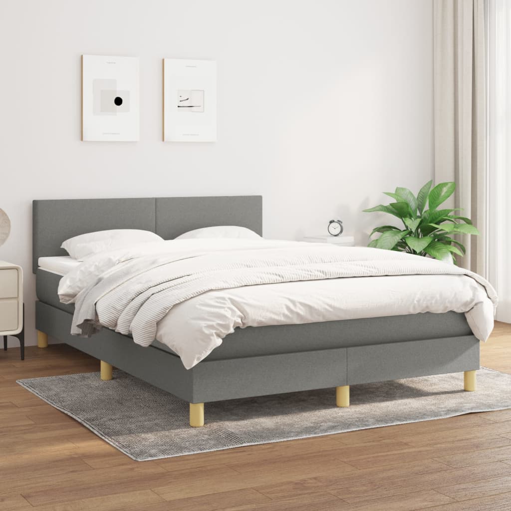 vidaXL Boxspring met matras stof donkerbruin 200x200 cm
