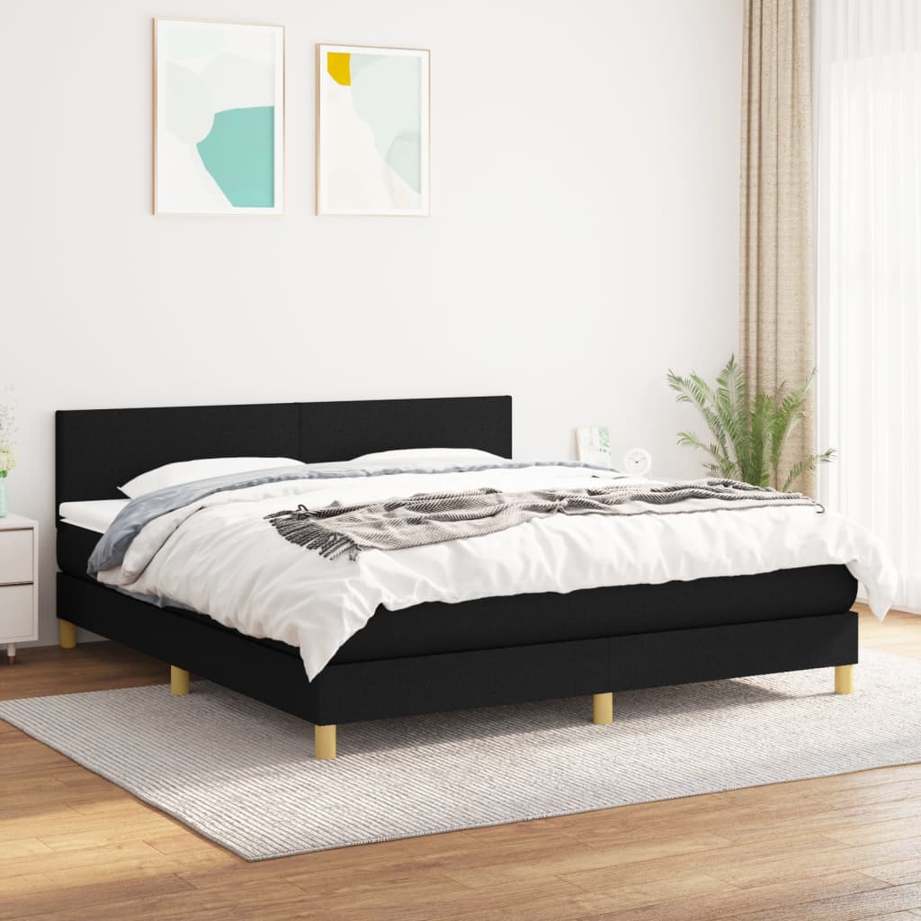 vidaXL Boxspring met matras stof donkerbruin 200x200 cm