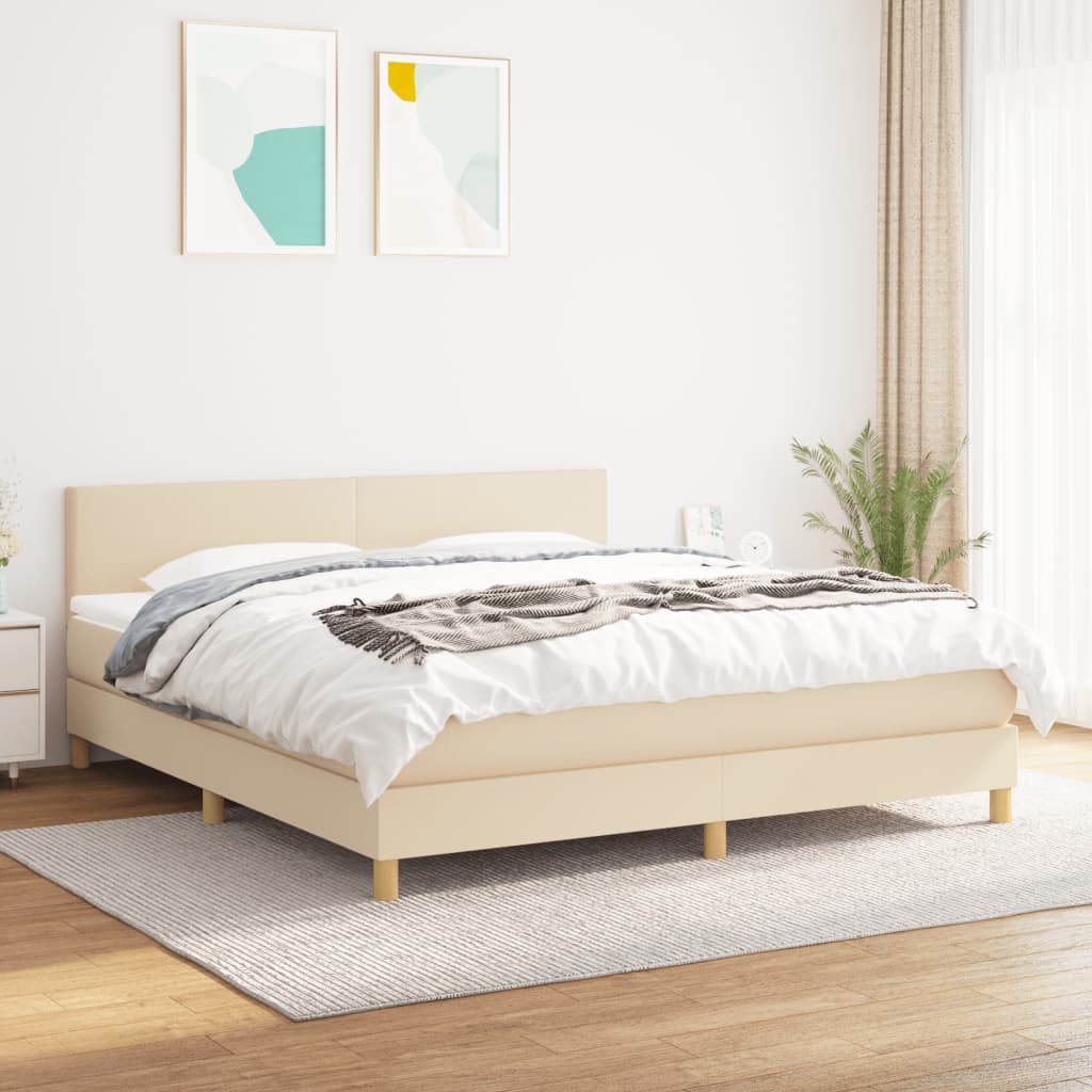 vidaXL Boxspring met matras stof donkerbruin 200x200 cm