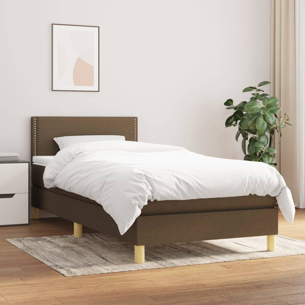 vidaXL Boxspring met matras stof donkerbruin 200x200 cm