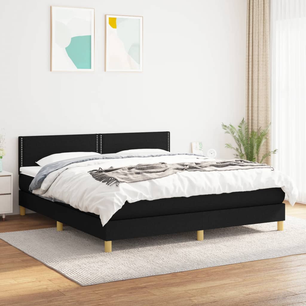 vidaXL Boxspring met matras stof donkerbruin 200x200 cm