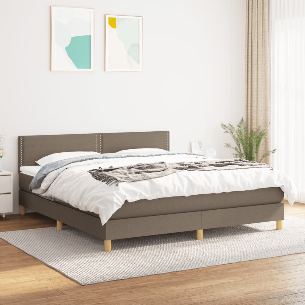 vidaXL Boxspring met matras stof donkerbruin 200x200 cm