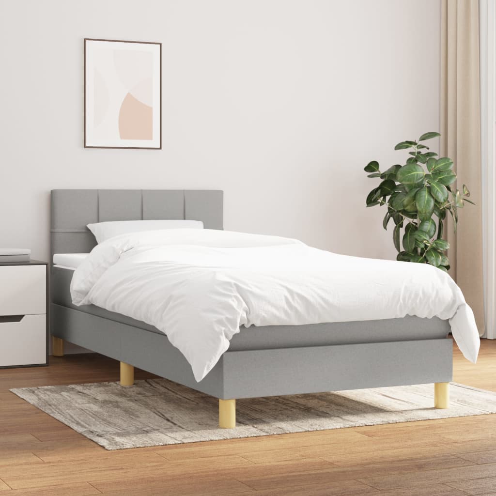 vidaXL Boxspring met matras stof donkerbruin 200x200 cm