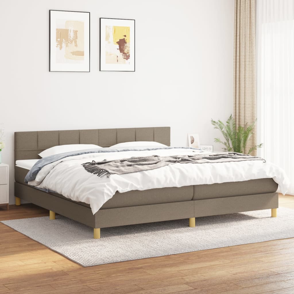 vidaXL Boxspring met matras stof donkerbruin 200x200 cm